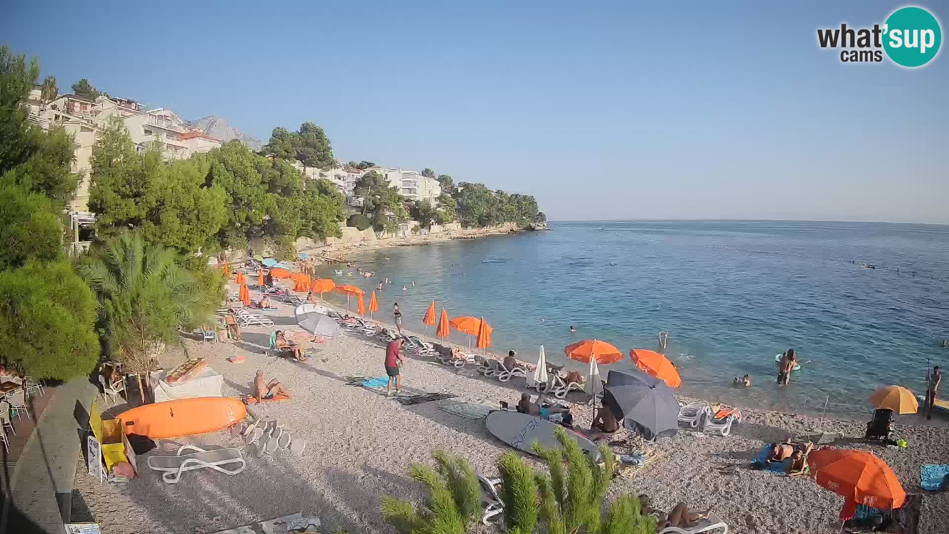 Webcam Lučica Strand Beach Brela – Liveblick von der Adriaküste