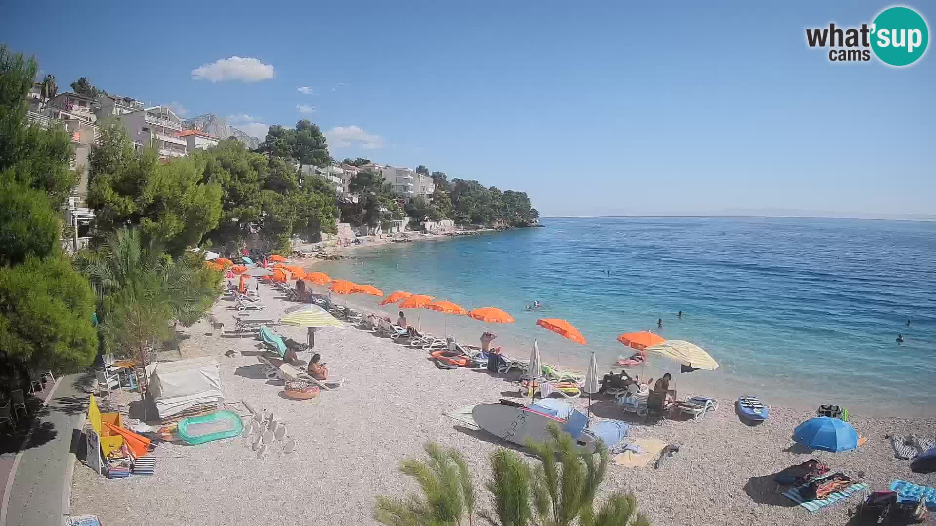 Webcam Lučica Strand Beach Brela – Liveblick von der Adriaküste