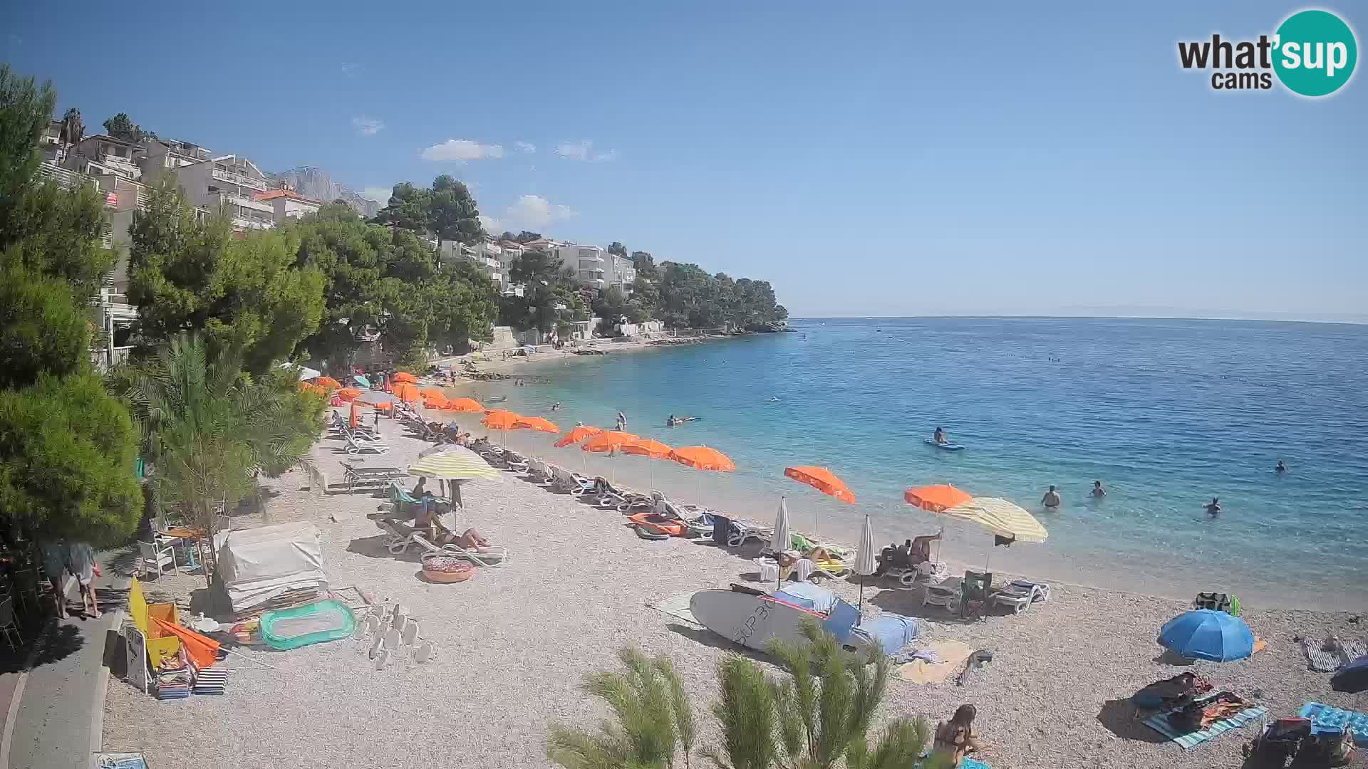 Webcam Lučica Strand Beach Brela – Liveblick von der Adriaküste