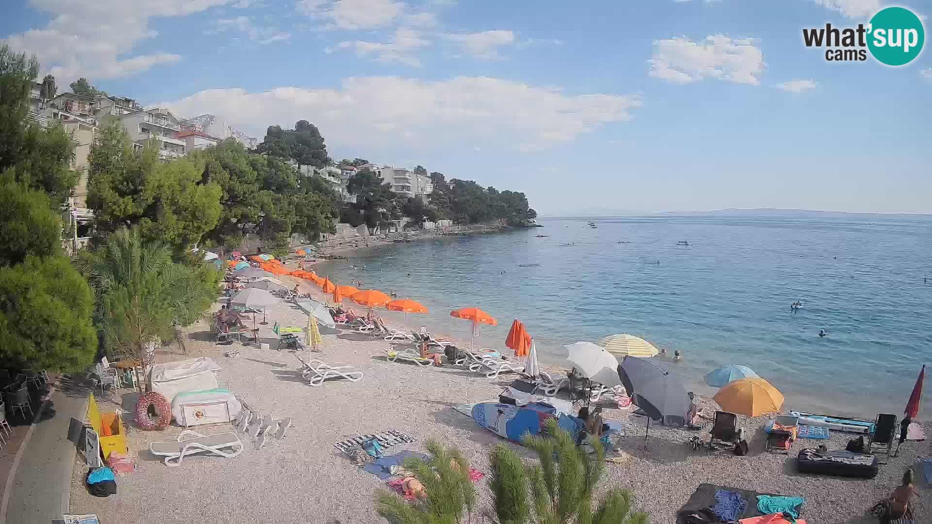 Spletna kamera Plaža Lučica Brela – Pogled v živo na Jadransko obalo