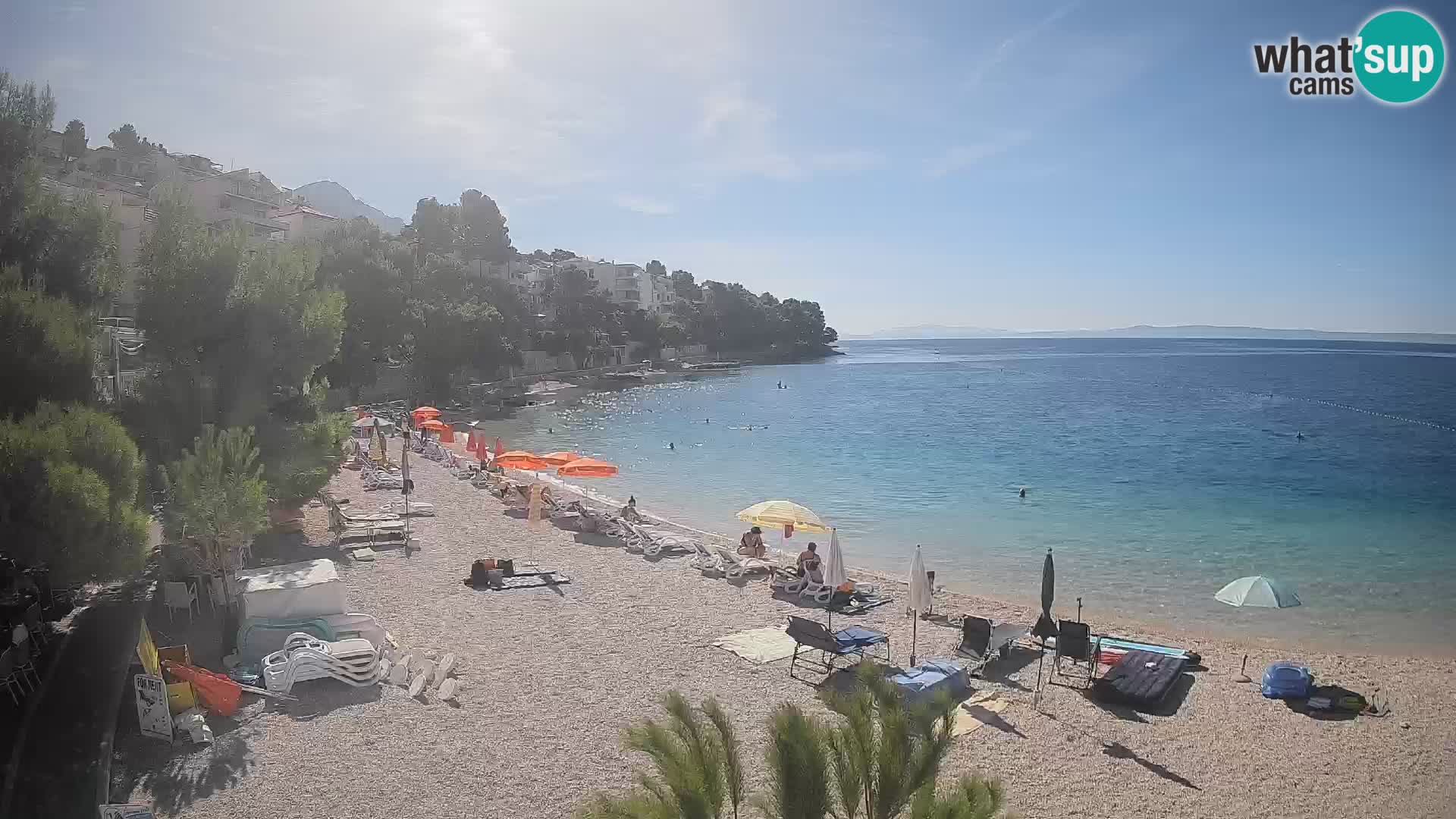 Web kamera Plaža Lučica Brela – Pogled uživo na jadransku obalu