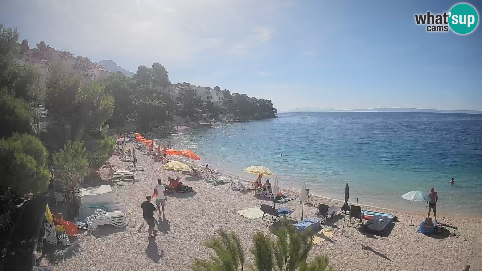 Web kamera Plaža Lučica Brela – Pogled uživo na jadransku obalu