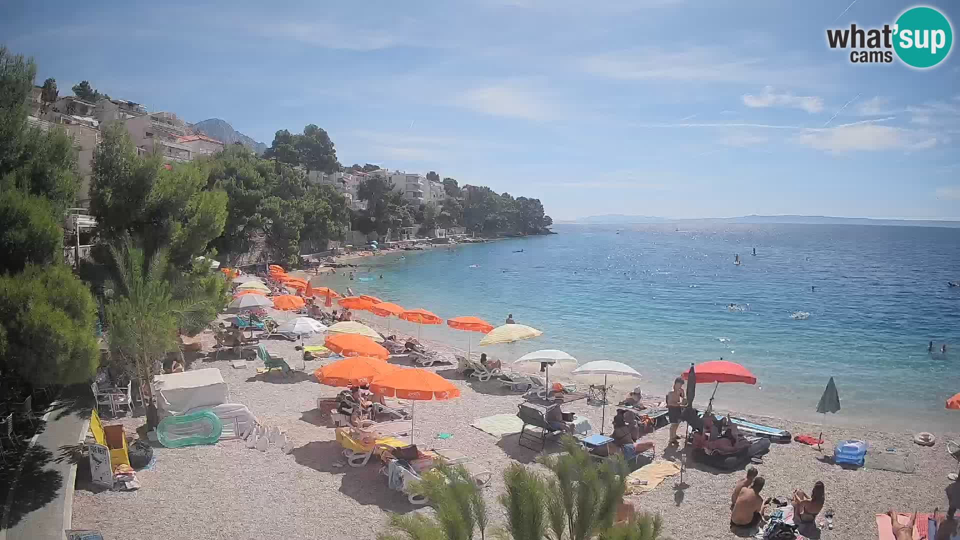 Spletna kamera Plaža Lučica Brela – Pogled v živo na Jadransko obalo