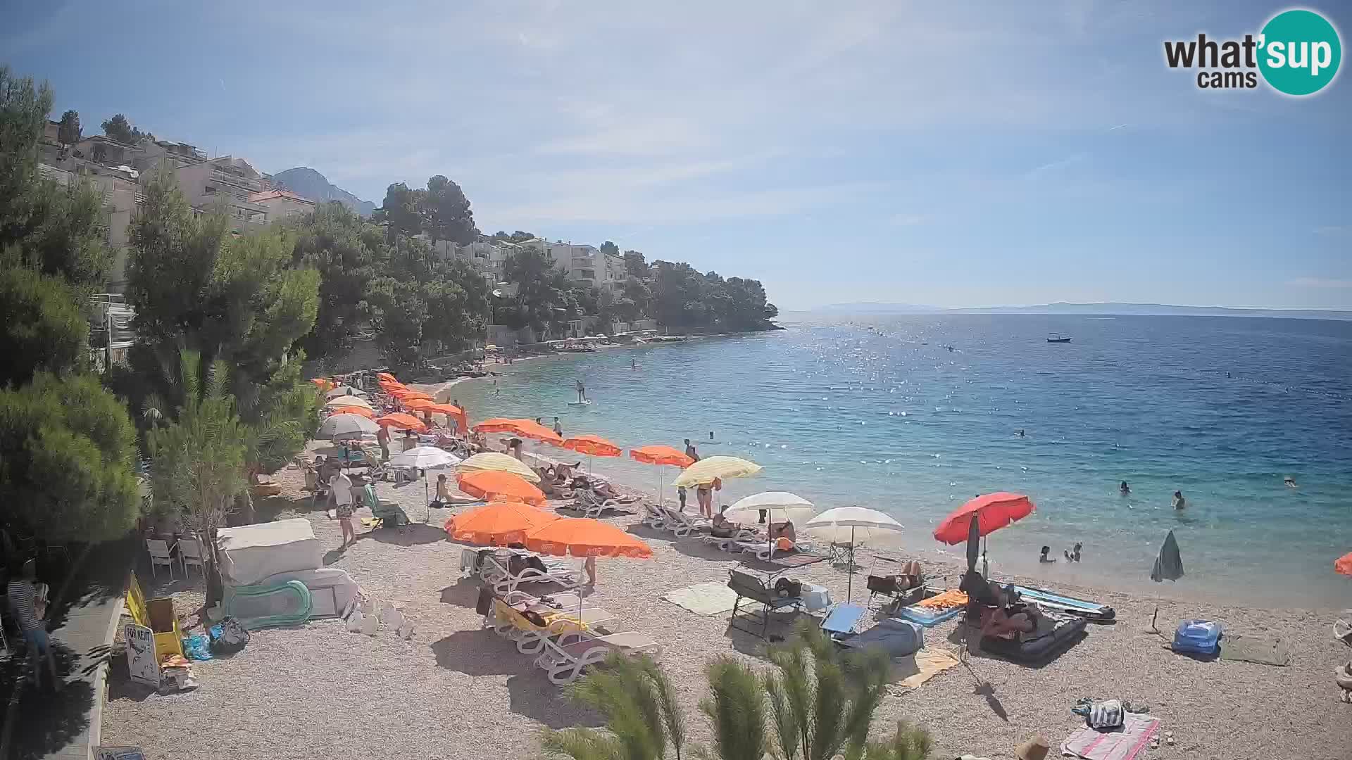 Spletna kamera Plaža Lučica Brela – Pogled v živo na Jadransko obalo