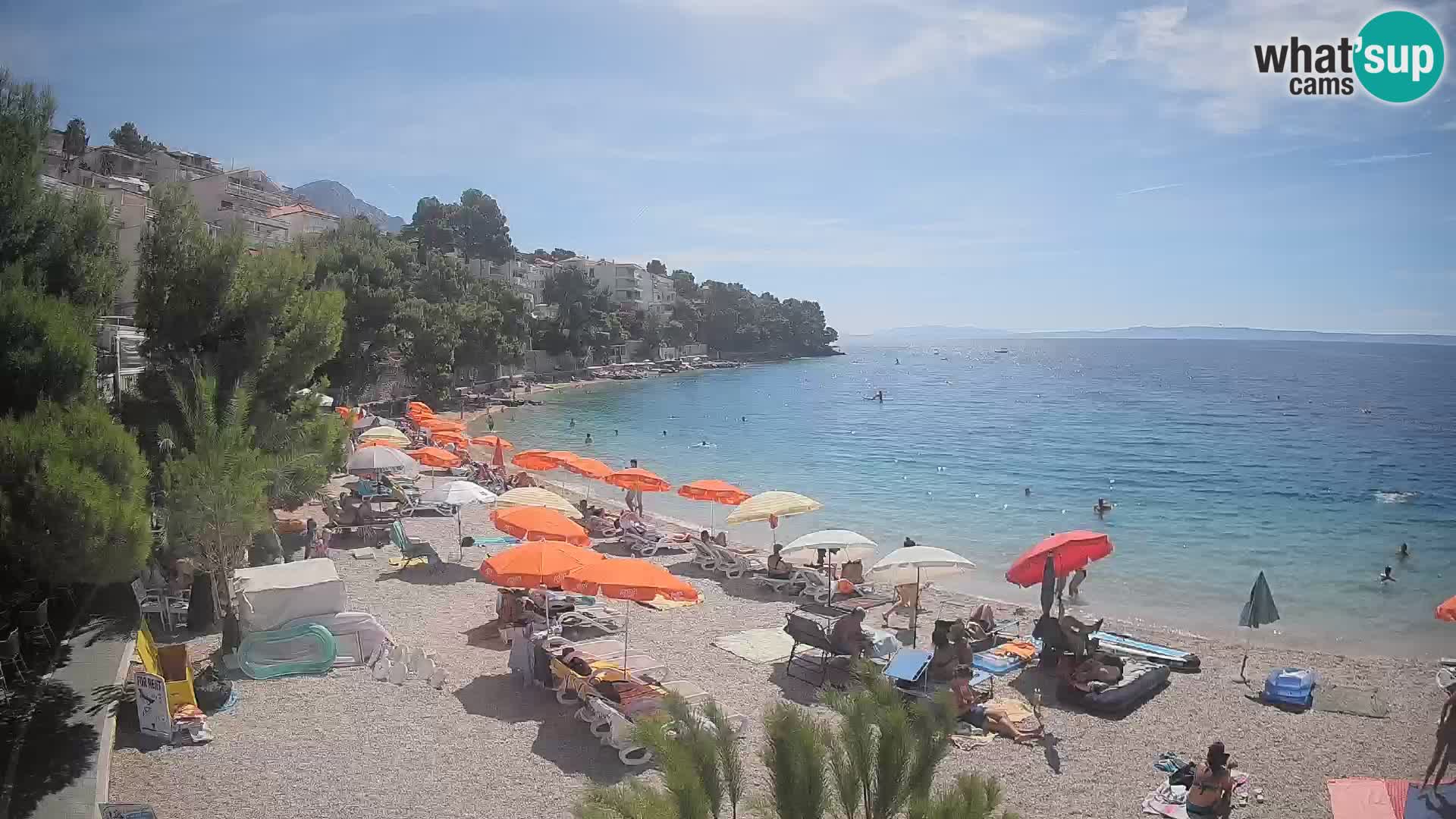 Spletna kamera Plaža Lučica Brela – Pogled v živo na Jadransko obalo