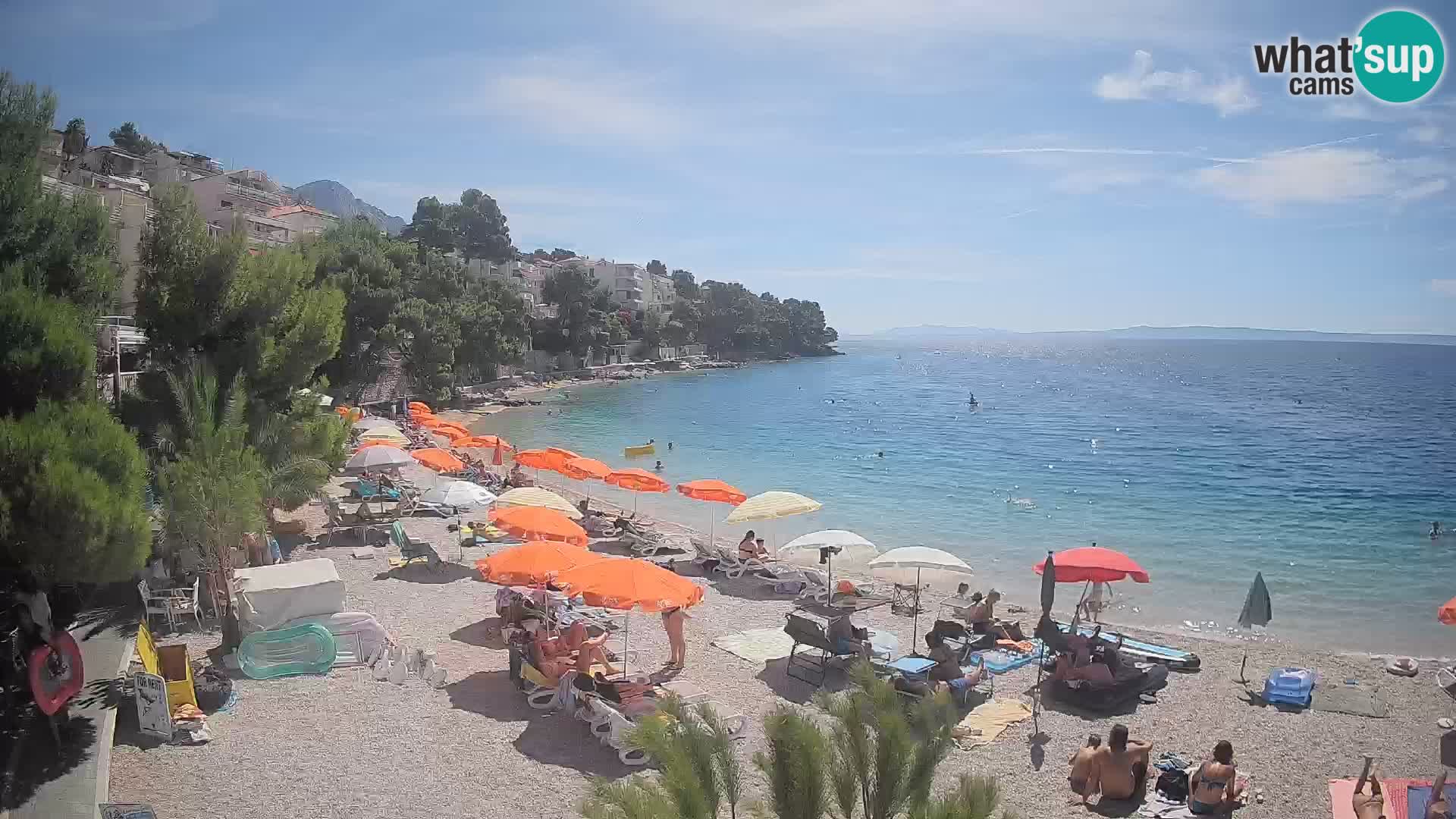 Spletna kamera Plaža Lučica Brela – Pogled v živo na Jadransko obalo