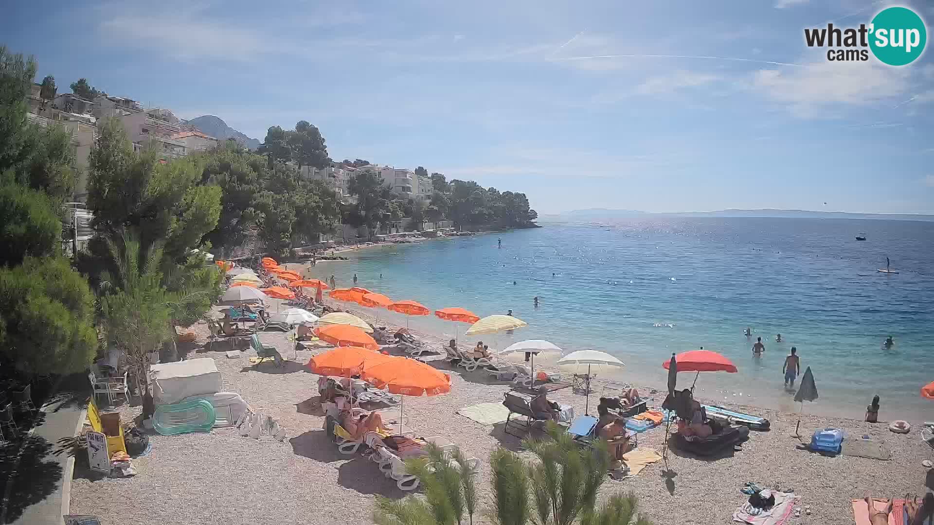 Spletna kamera Plaža Lučica Brela – Pogled v živo na Jadransko obalo