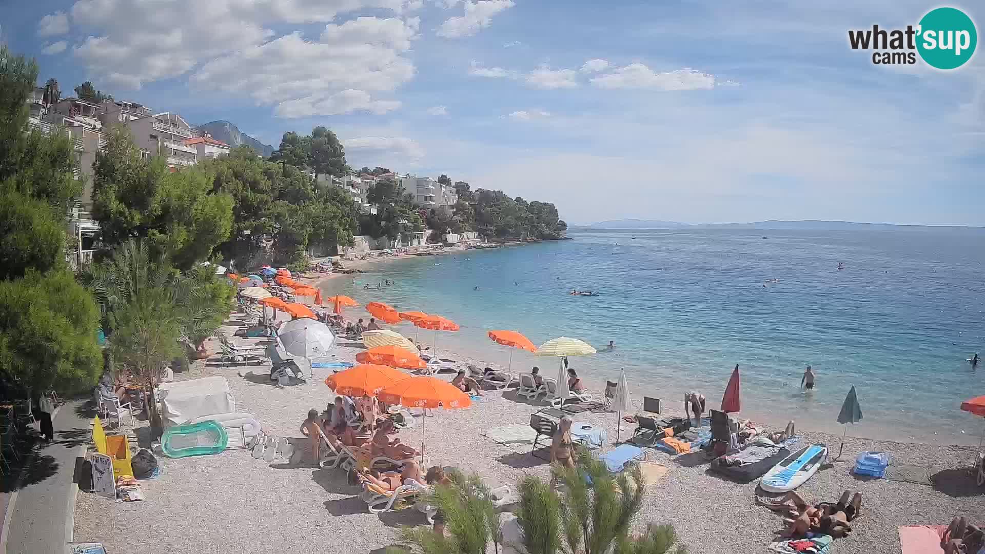 Spletna kamera Plaža Lučica Brela – Pogled v živo na Jadransko obalo