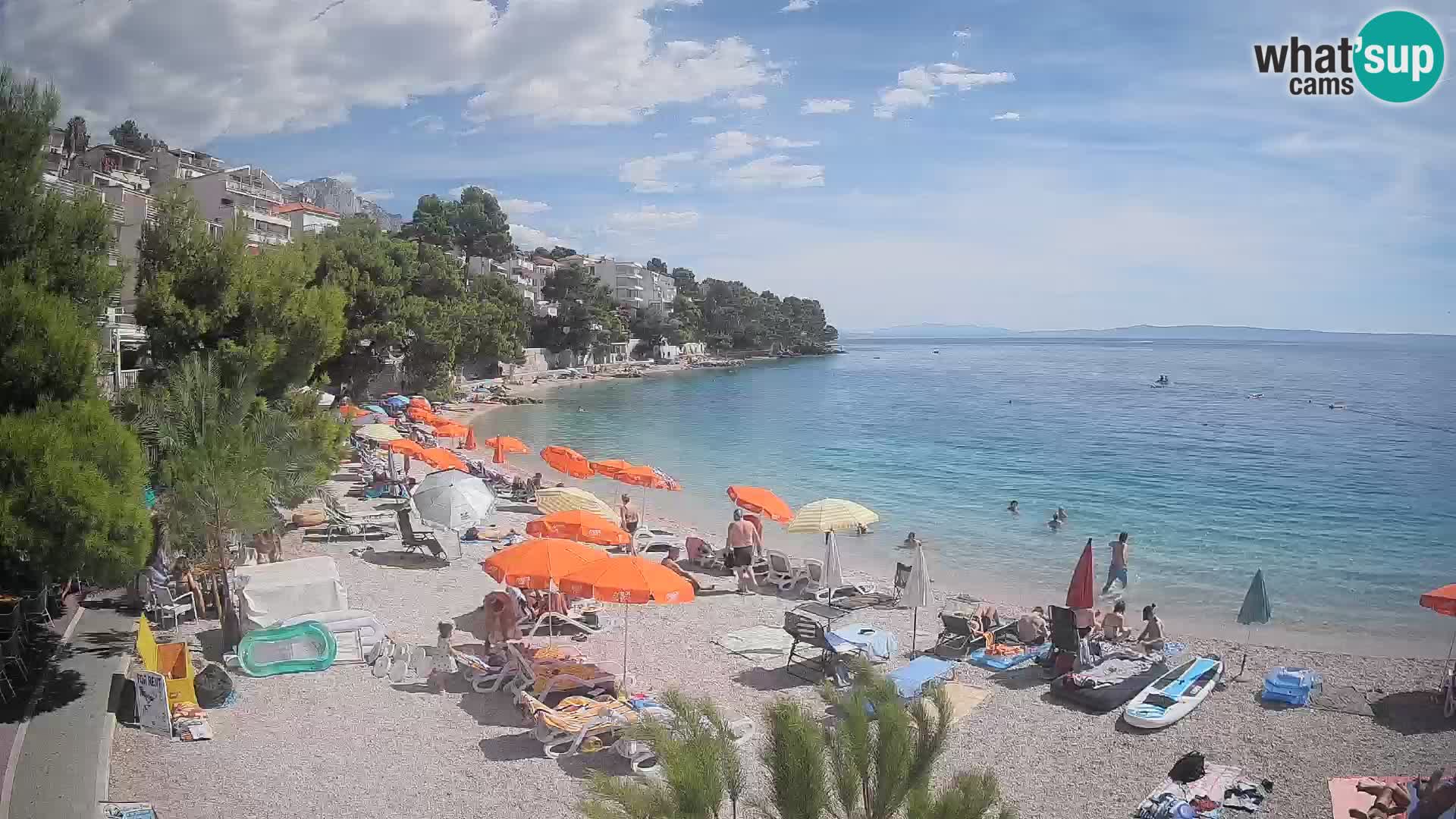 Spletna kamera Plaža Lučica Brela – Pogled v živo na Jadransko obalo