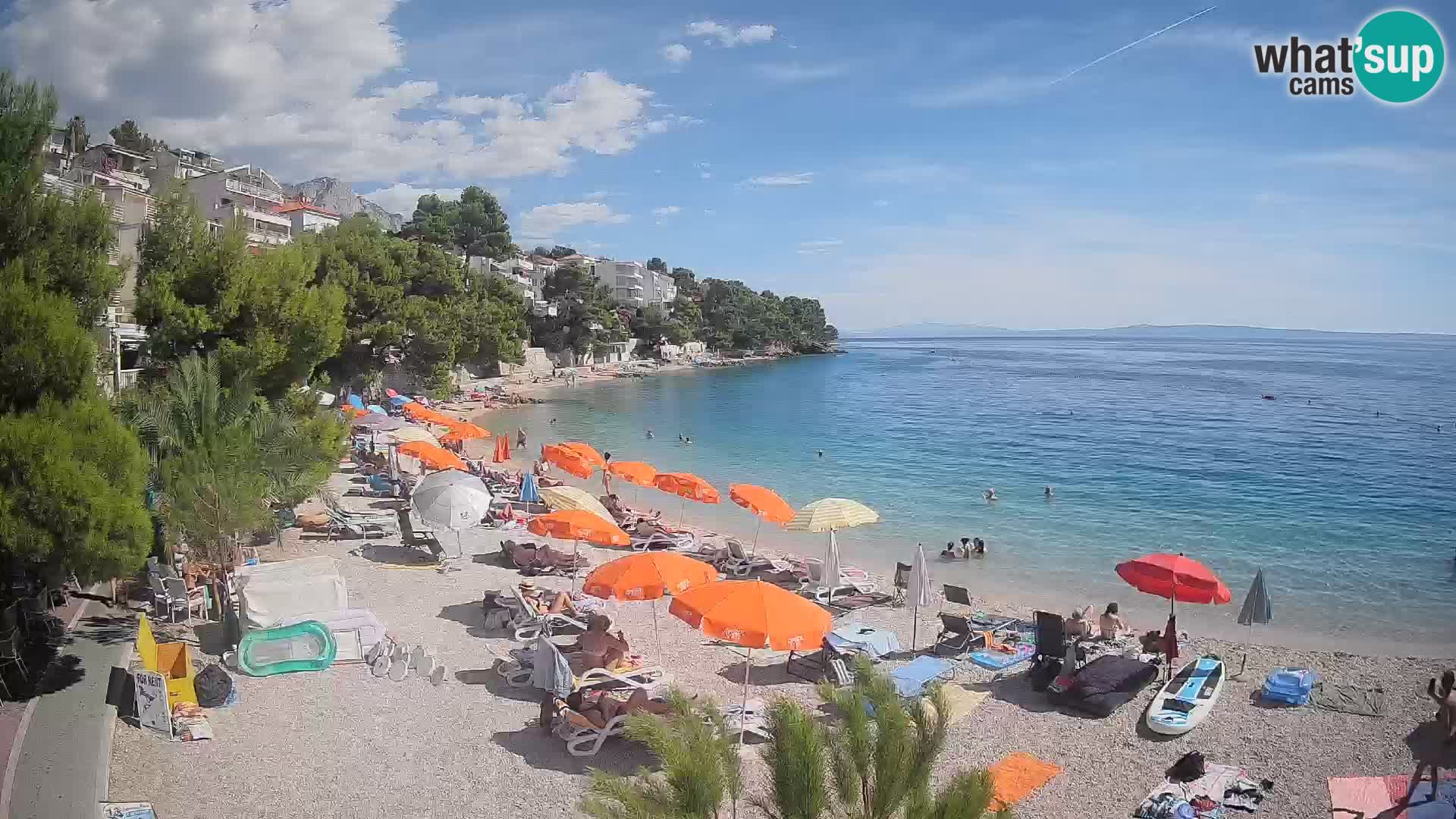 Web kamera Plaža Lučica Brela – Pogled uživo na jadransku obalu