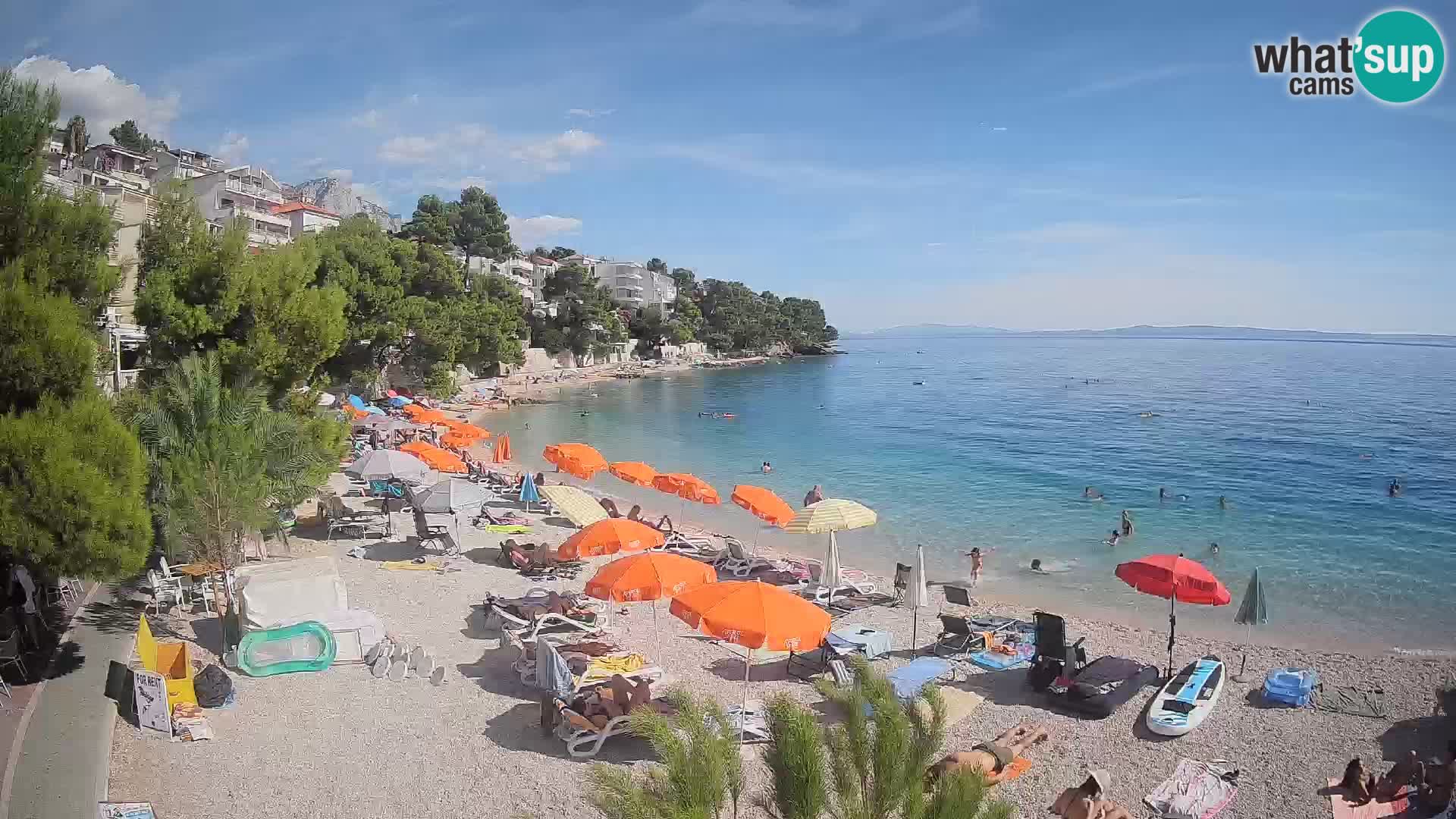 Spletna kamera Plaža Lučica Brela – Pogled v živo na Jadransko obalo