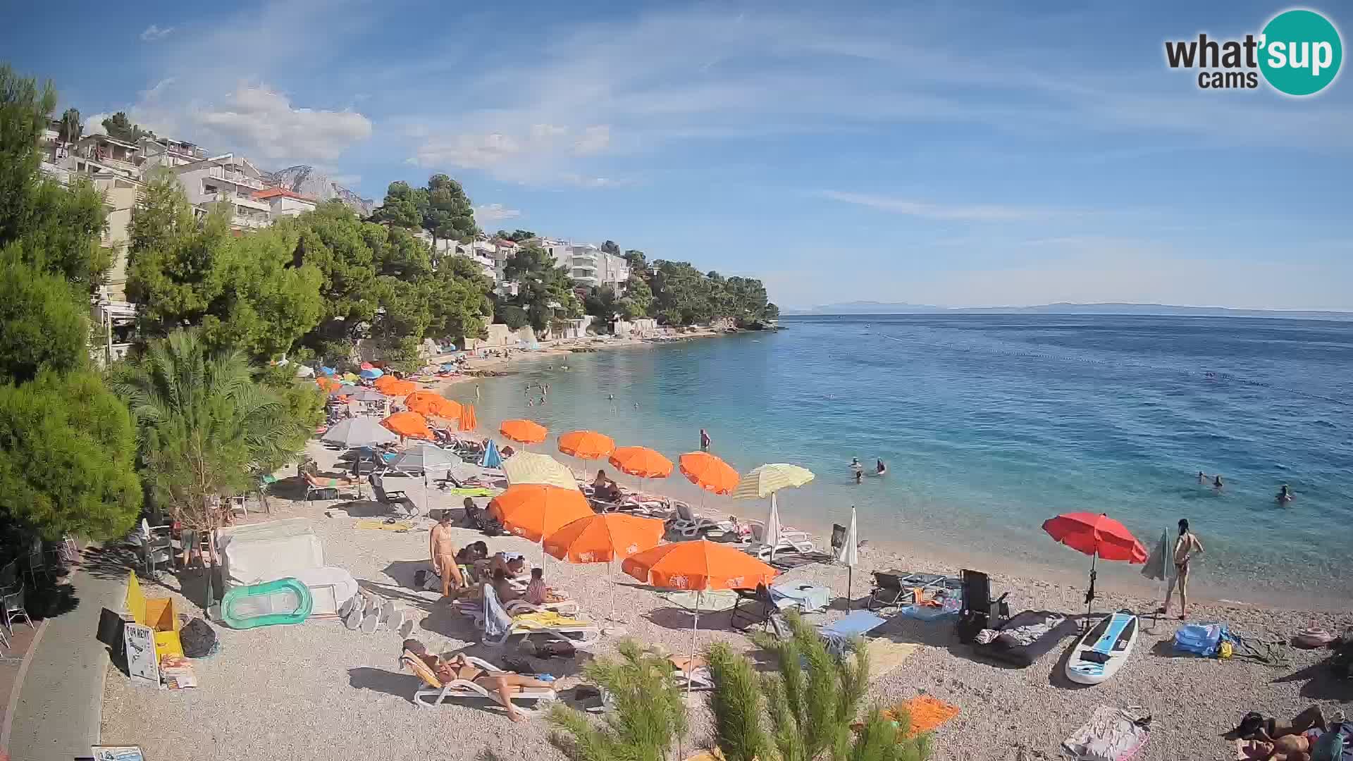 Web kamera Plaža Lučica Brela – Pogled uživo na jadransku obalu