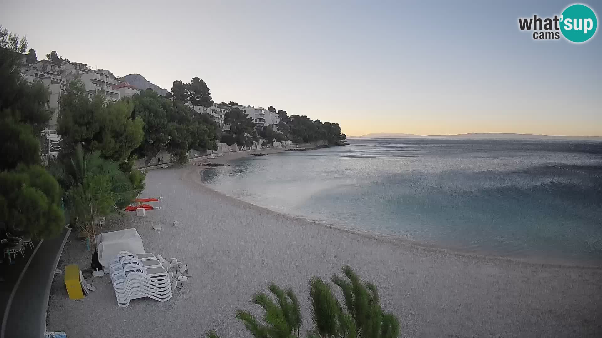Webcam Lučica Strand Beach Brela – Liveblick von der Adriaküste