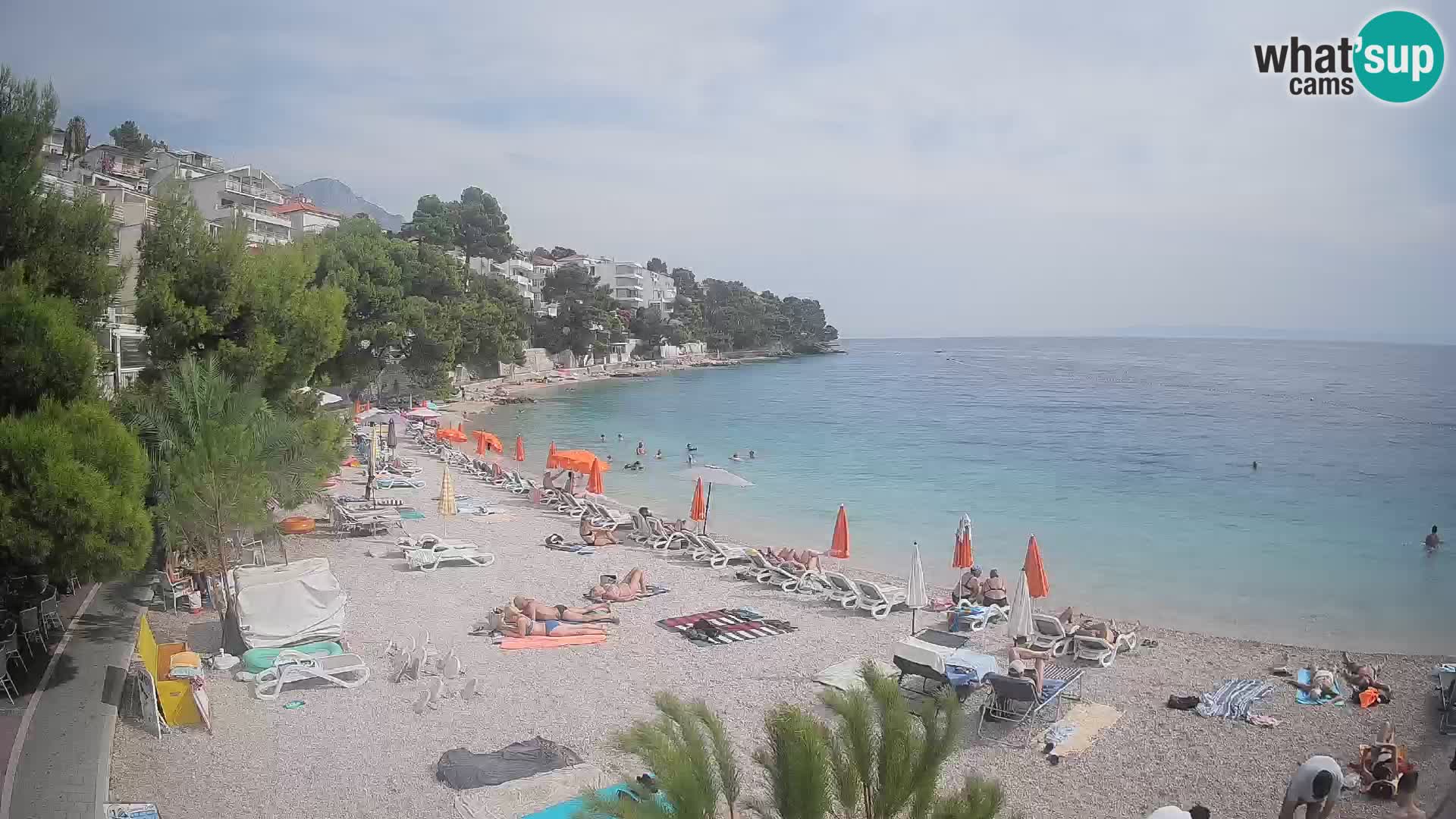 Web kamera Plaža Lučica Brela – Pogled uživo na jadransku obalu