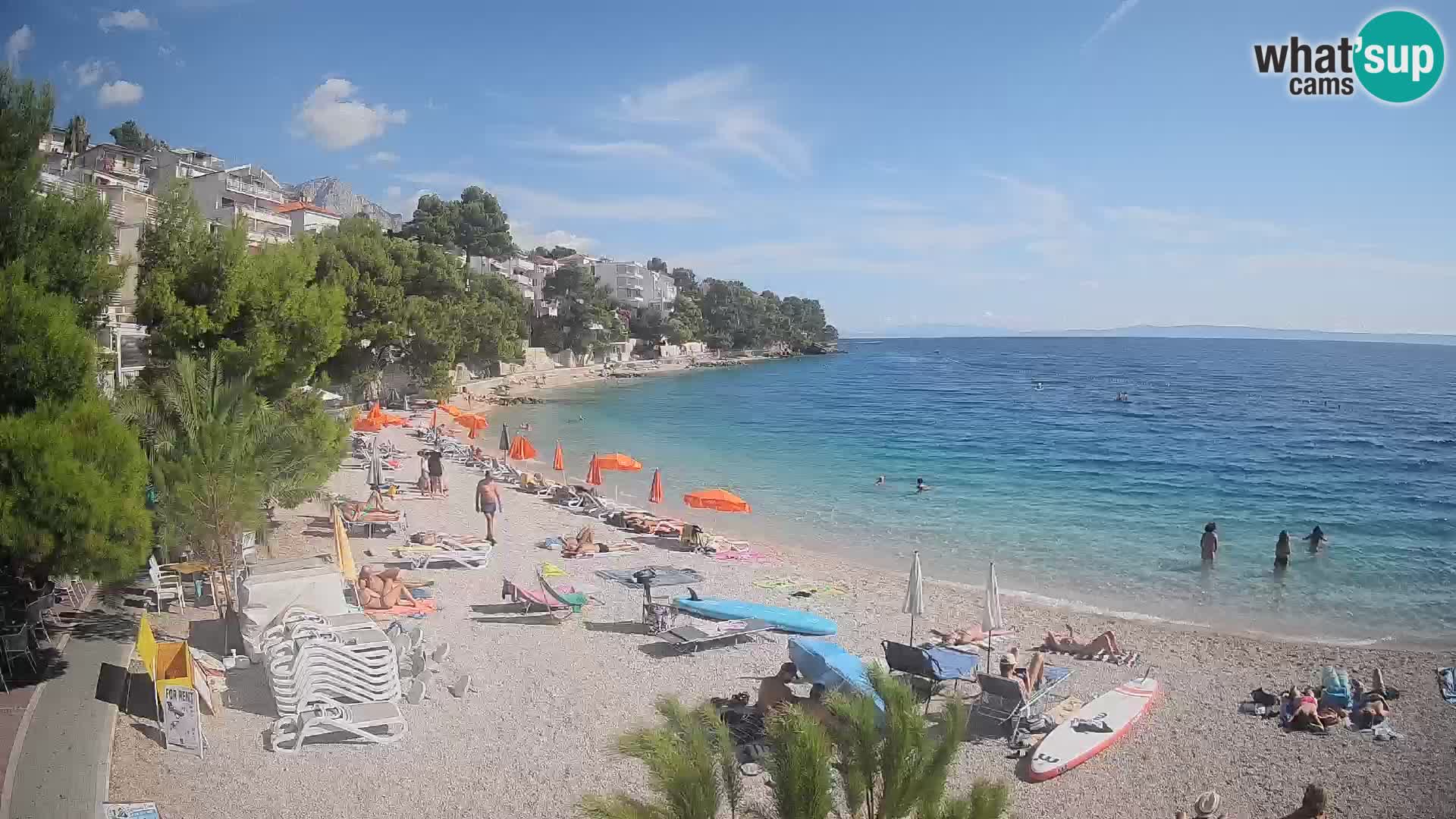 Spletna kamera Plaža Lučica Brela – Pogled v živo na Jadransko obalo