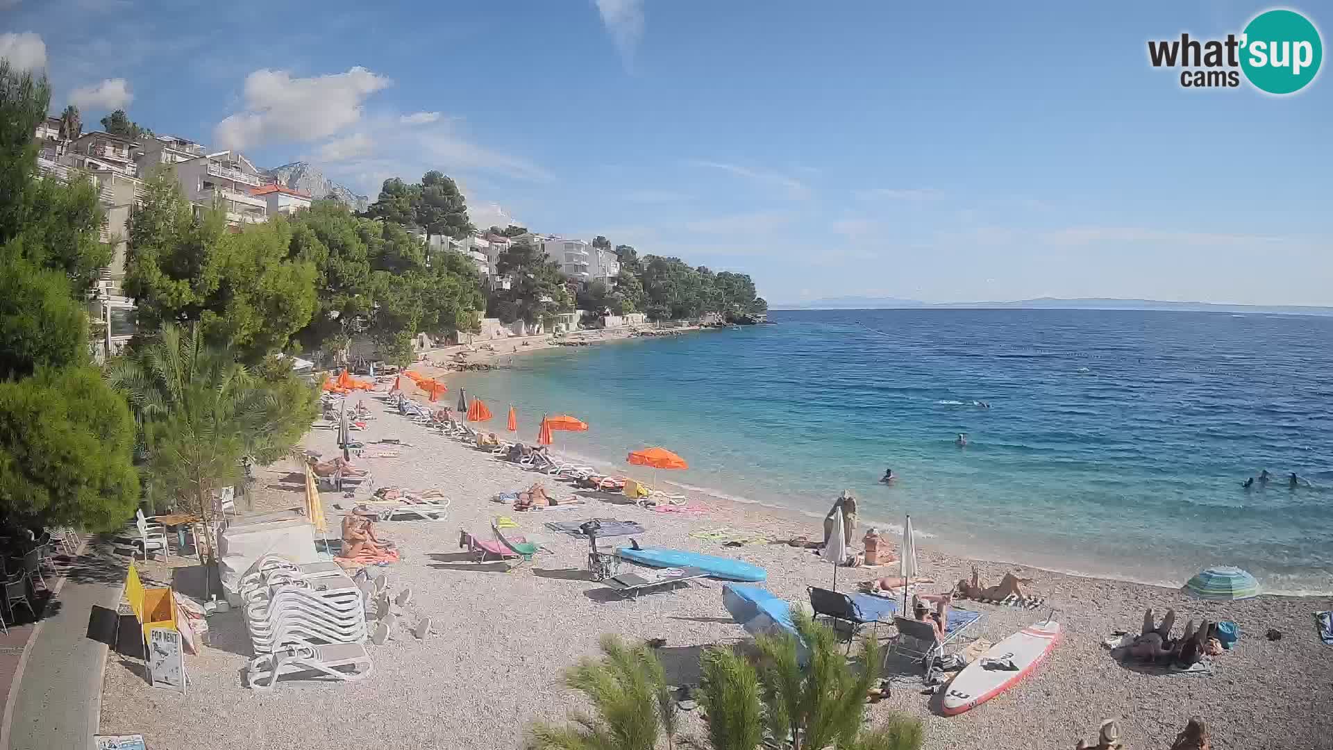 Spletna kamera Plaža Lučica Brela – Pogled v živo na Jadransko obalo