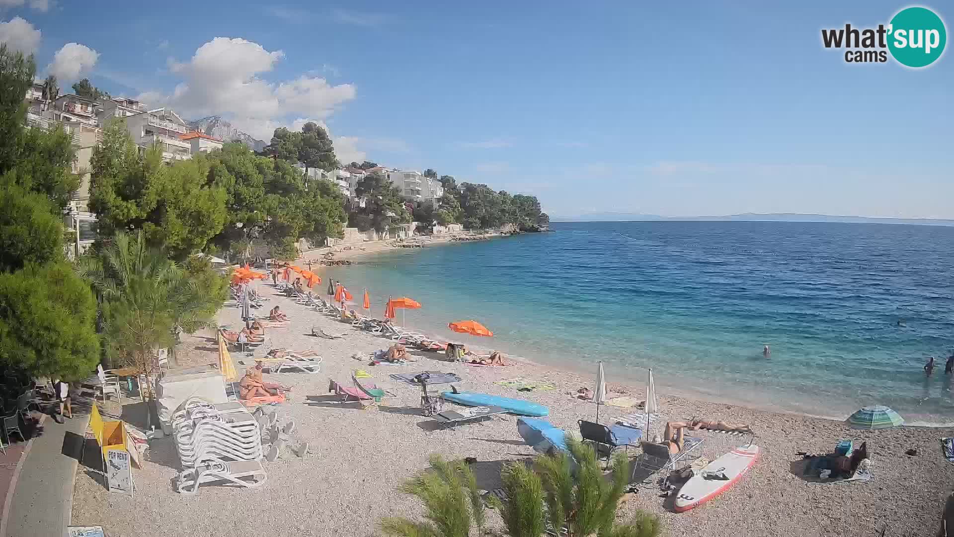 Spletna kamera Plaža Lučica Brela – Pogled v živo na Jadransko obalo