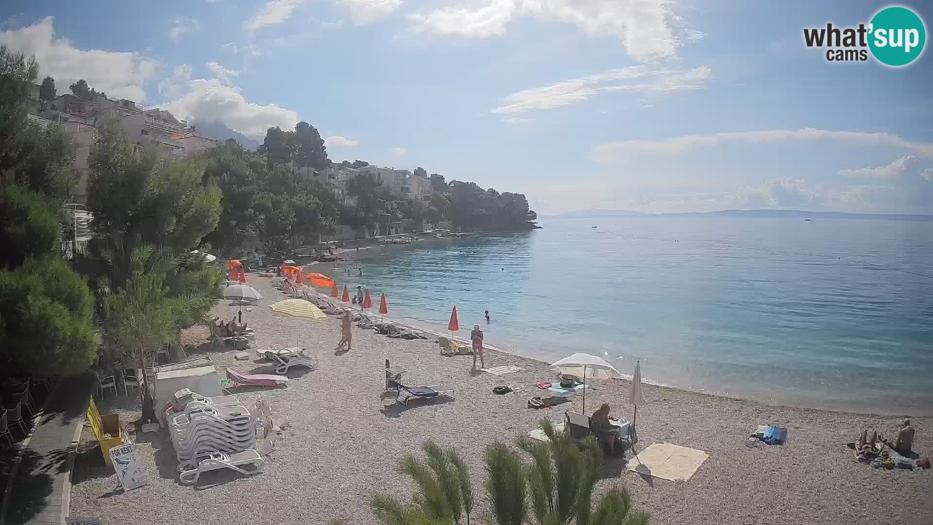 Web kamera Plaža Lučica Brela – Pogled uživo na jadransku obalu
