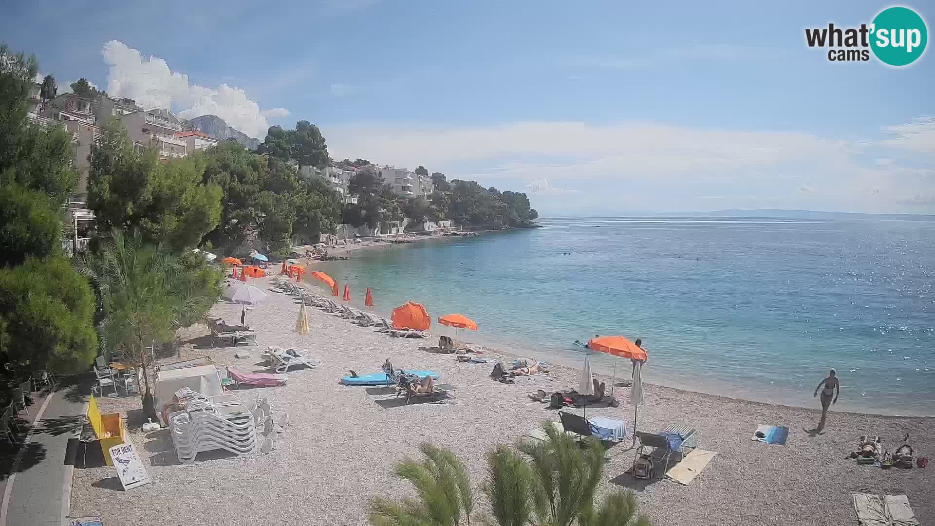 Web kamera Plaža Lučica Brela – Pogled uživo na jadransku obalu