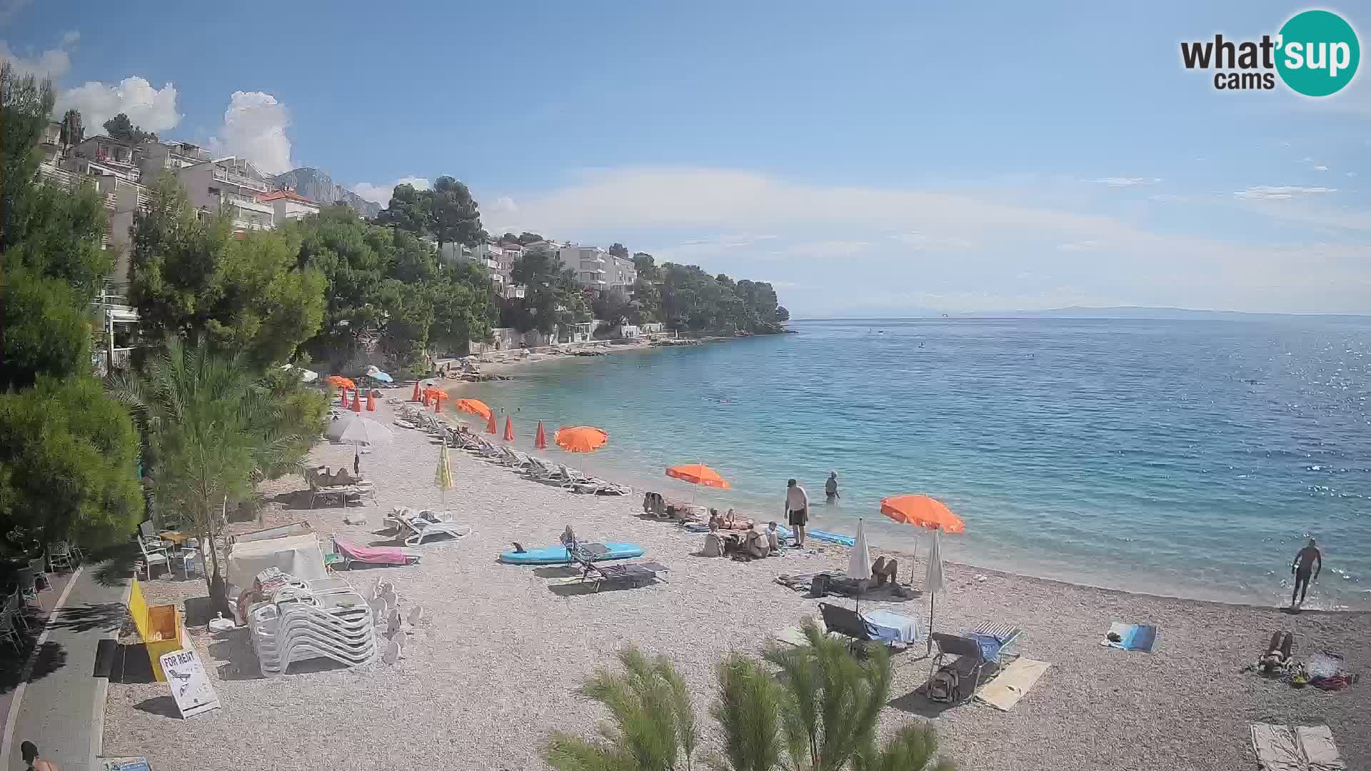 Web kamera Plaža Lučica Brela – Pogled uživo na jadransku obalu