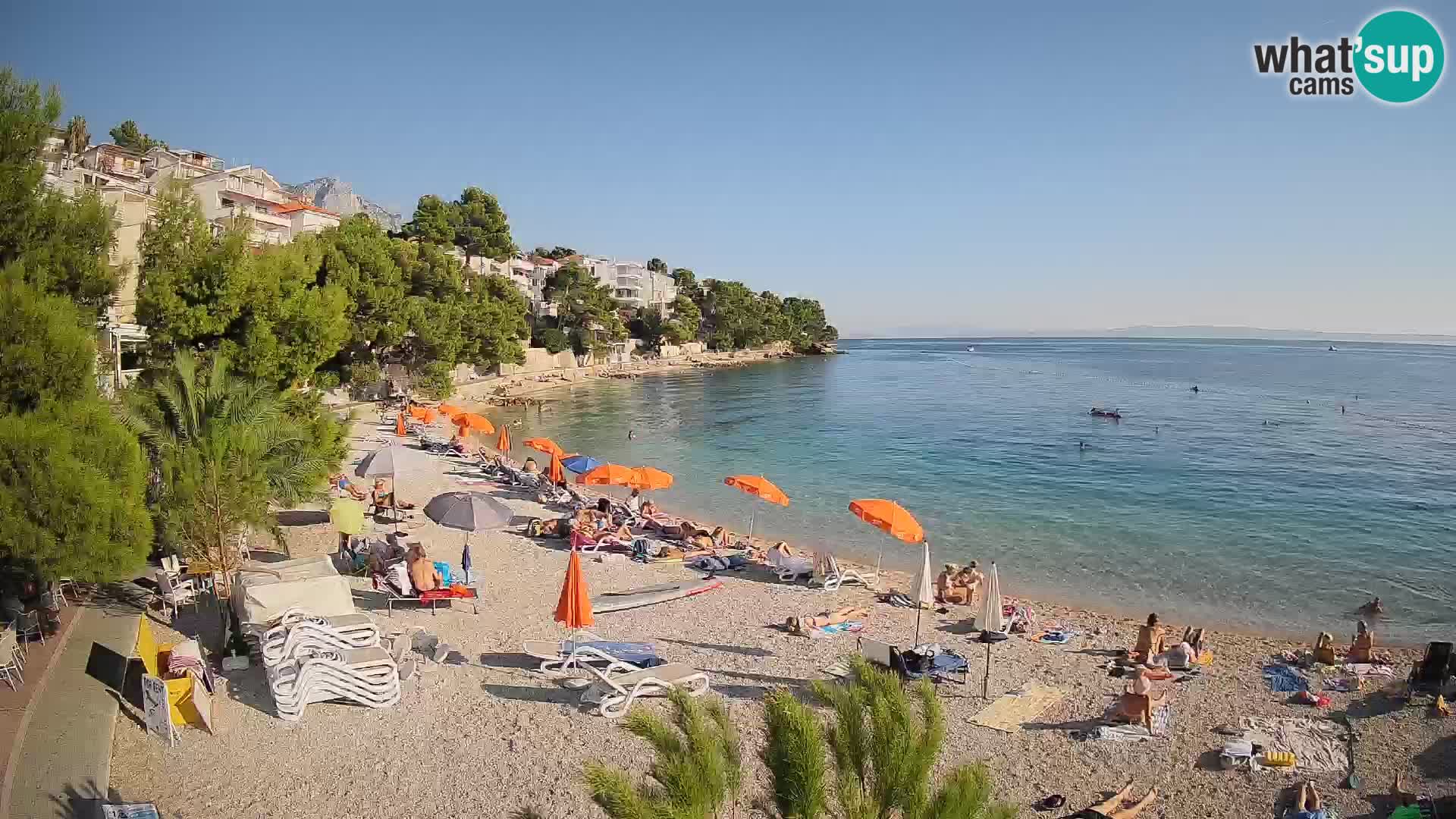 Webcam Lučica Strand Beach Brela – Liveblick von der Adriaküste