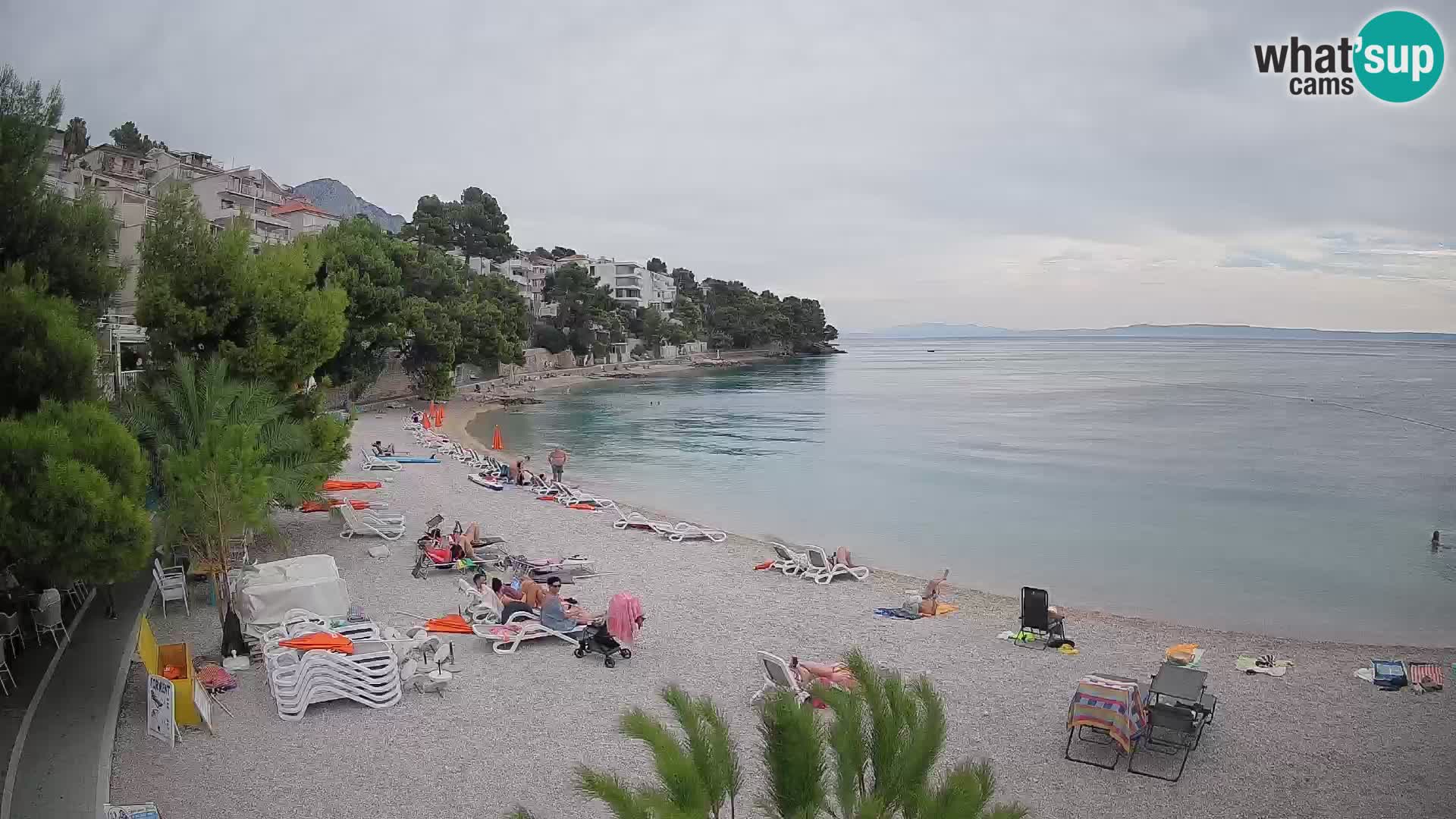 Webcam Lučica Strand Beach Brela – Liveblick von der Adriaküste