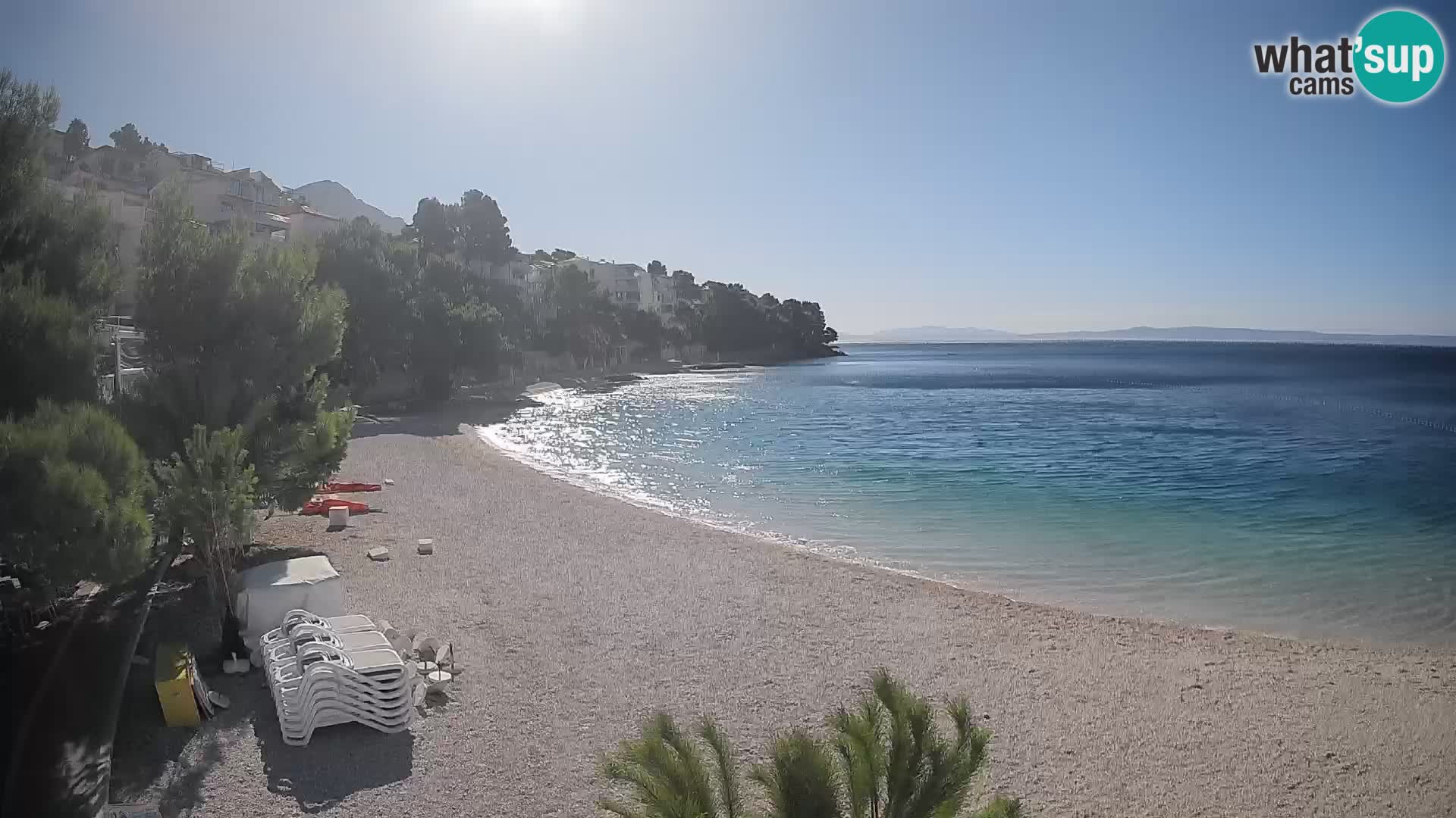 Webcam Lučica Strand Beach Brela – Liveblick von der Adriaküste