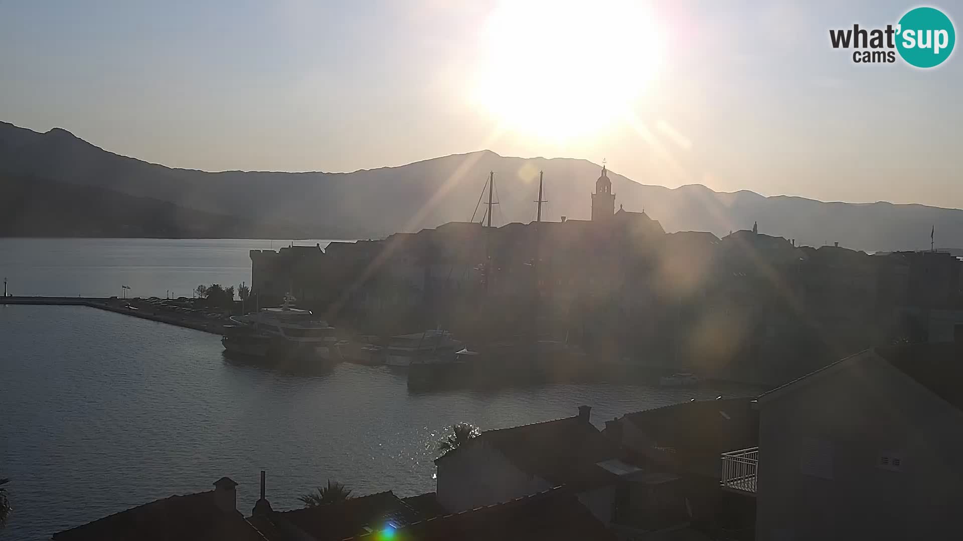 Panorama mesta Korčula kamera v živo