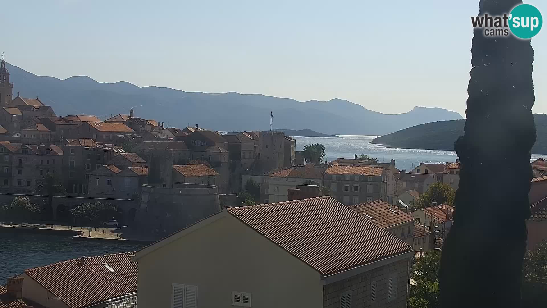 Panorama mesta Korčula kamera v živo