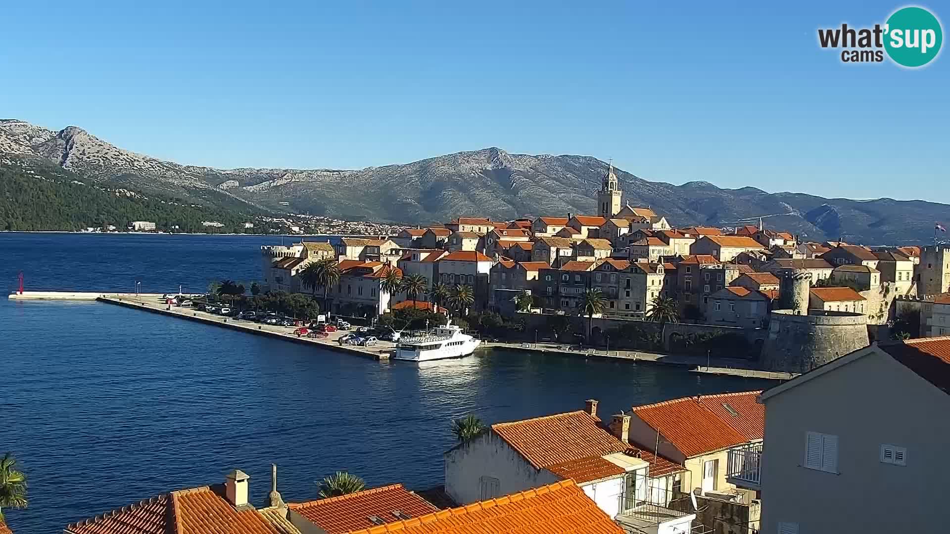 Panorama mesta Korčula kamera v živo