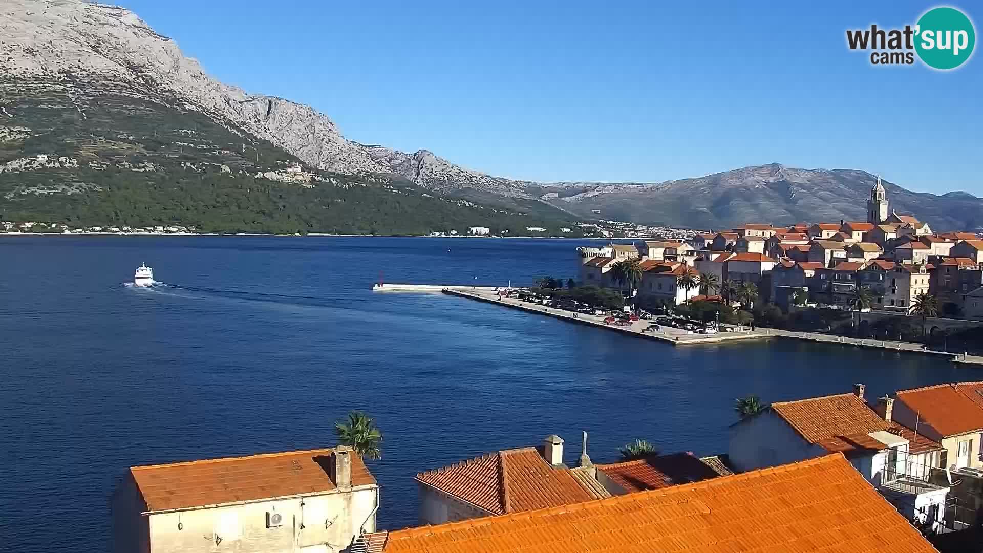 Panorama mesta Korčula kamera v živo