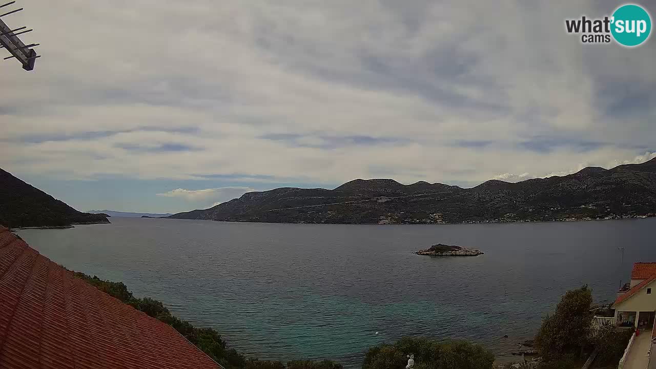 Korčula live webcam – Tri Žala panorama verso Pelješac