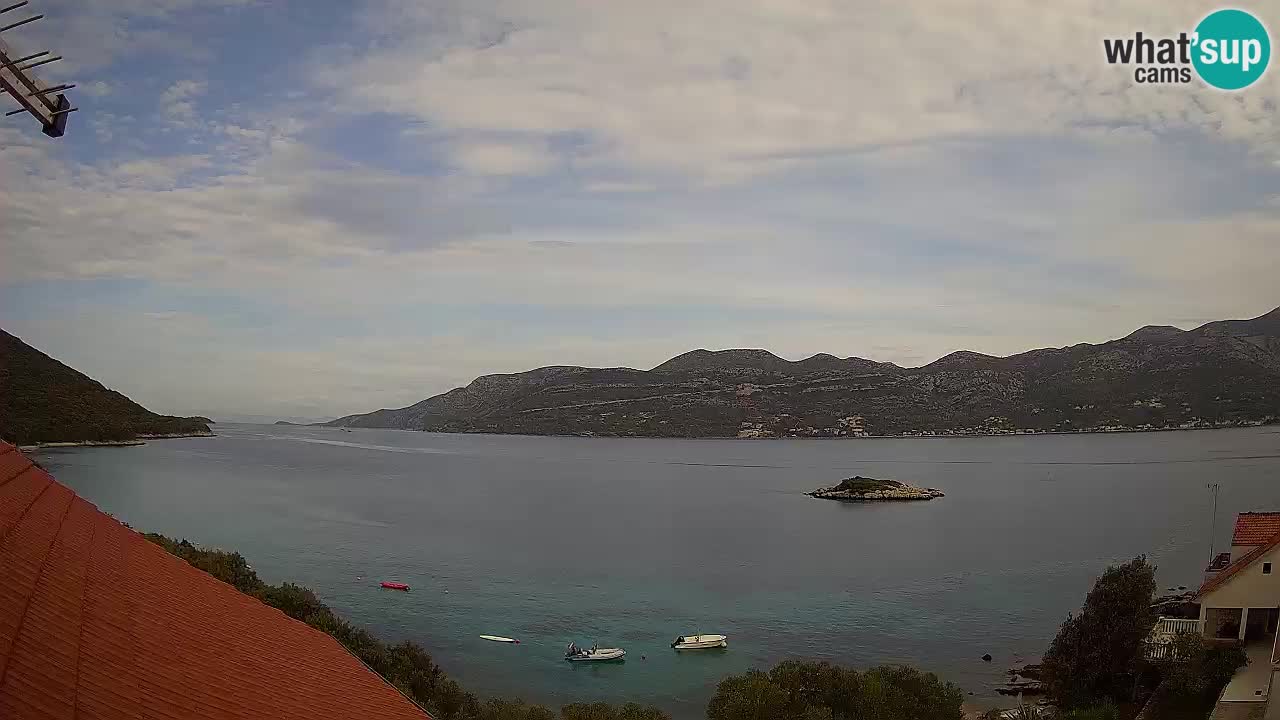 Korčula live webcam – Tri Žala panorama verso Pelješac