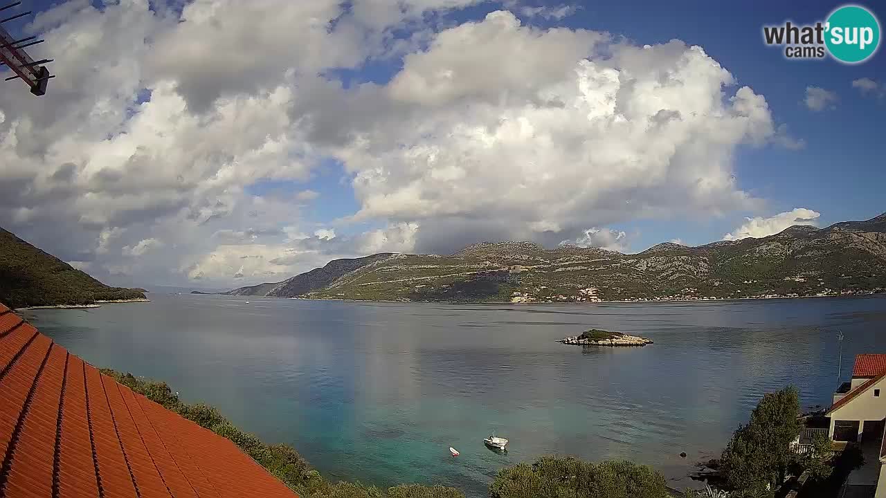 Korčula live webcam – Tri Žala panorama verso Pelješac