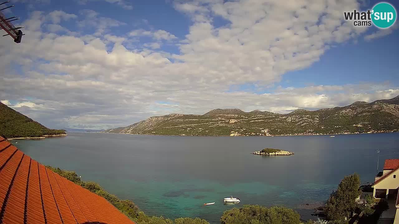 Korčula live webcam – Tri Žala panorama verso Pelješac