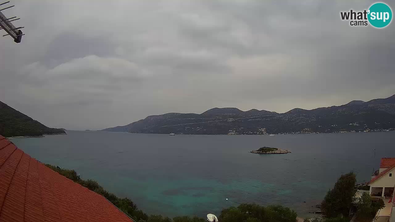 Korčula live webcam – Tri Žala panorama verso Pelješac