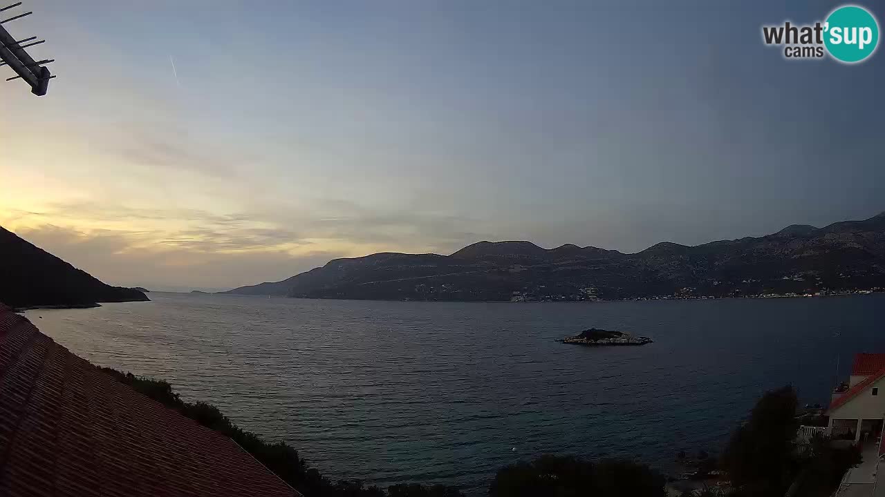 Korčula live webcam – Tri Žala panorama verso Pelješac