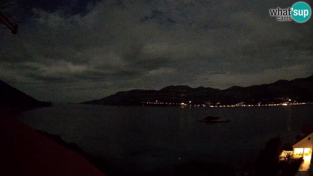 Korčula live webcam – Tri Žala panorama verso Pelješac