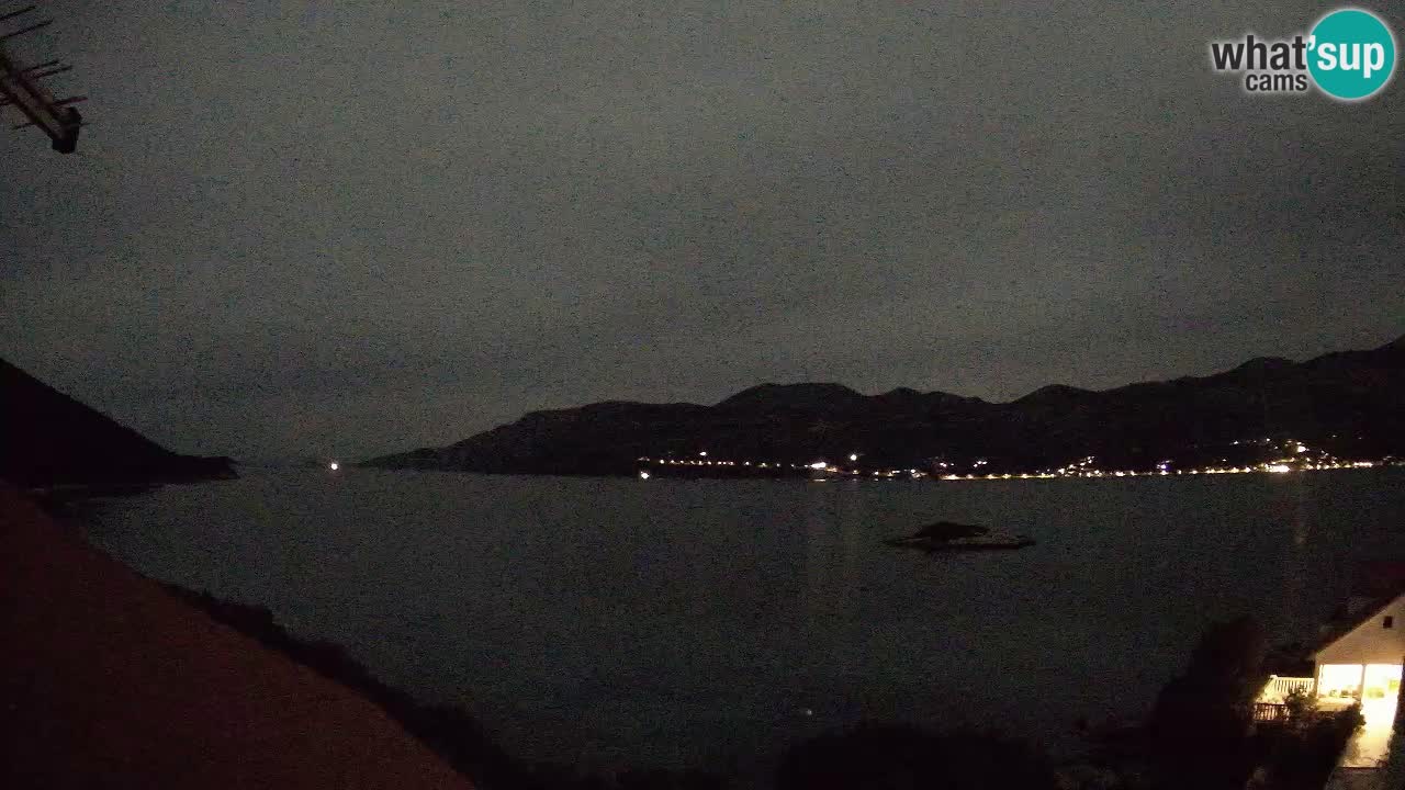 Korčula live webcam – Tri Žala panorama verso Pelješac