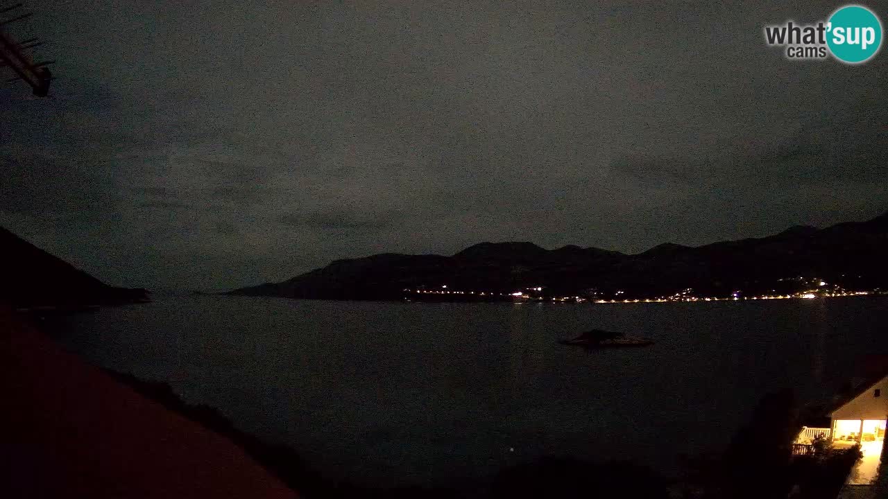 Korčula live webcam – Tri Žala panorama verso Pelješac