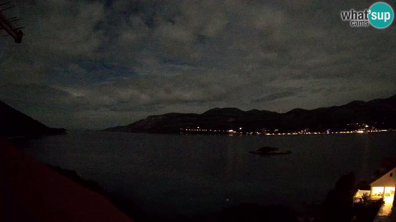 Korčula live webcam – Tri Žala panorama verso Pelješac