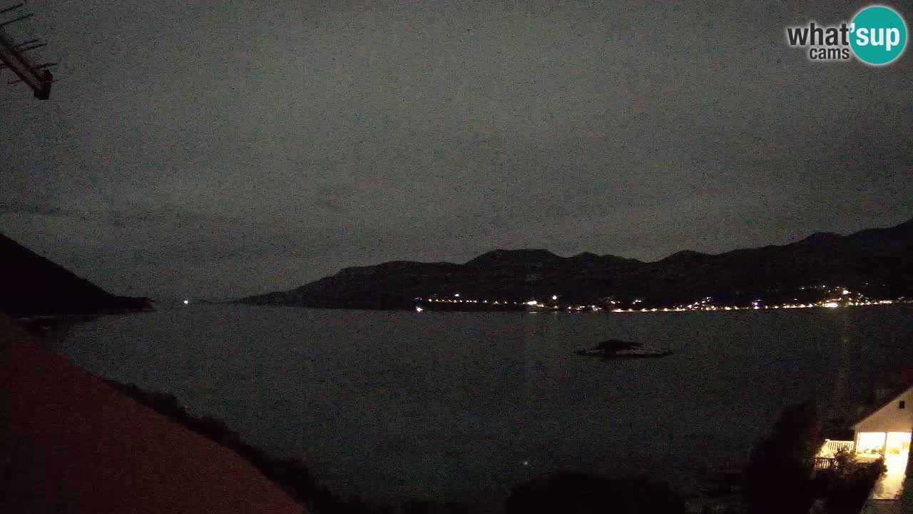 Korčula live webcam – Tri Žala panorama verso Pelješac