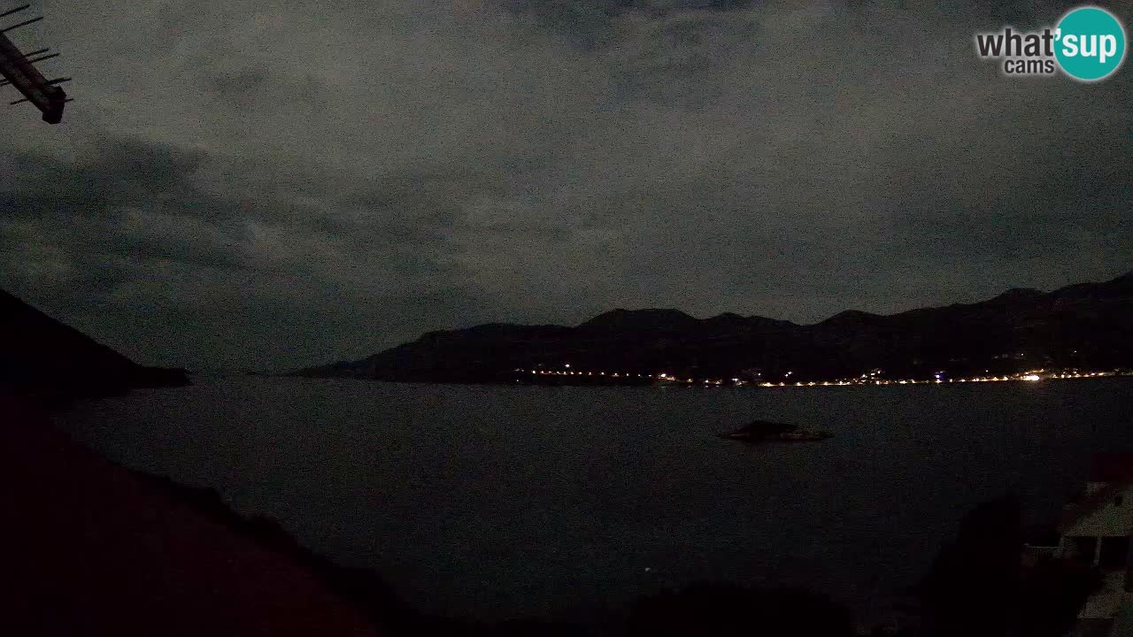 Korčula live webcam – Tri Žala panorama verso Pelješac