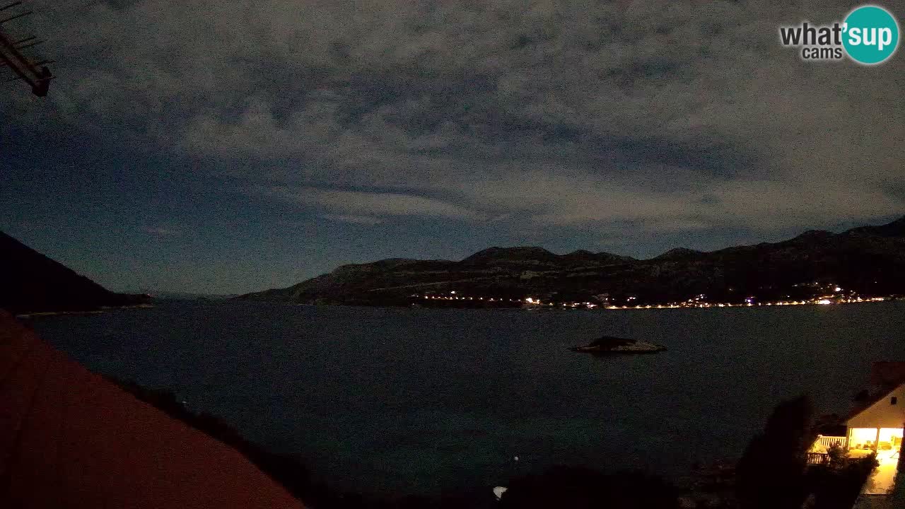 Korčula live webcam – Tri Žala panorama verso Pelješac