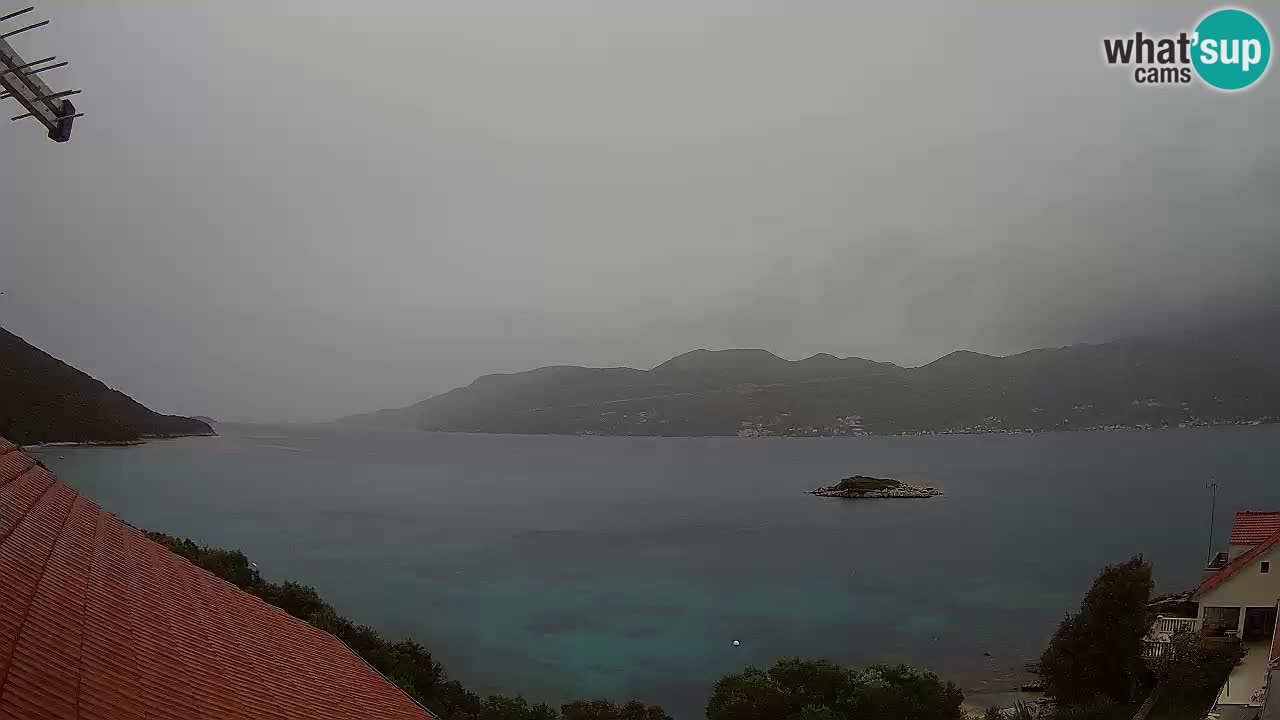 Korčula live webcam – Tri Žala panorama verso Pelješac