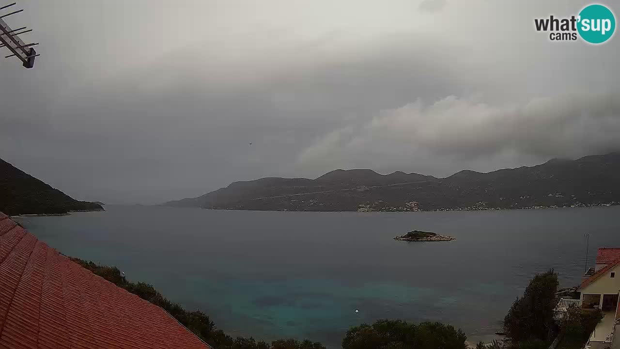 Korčula live webcam – Tri Žala panorama verso Pelješac