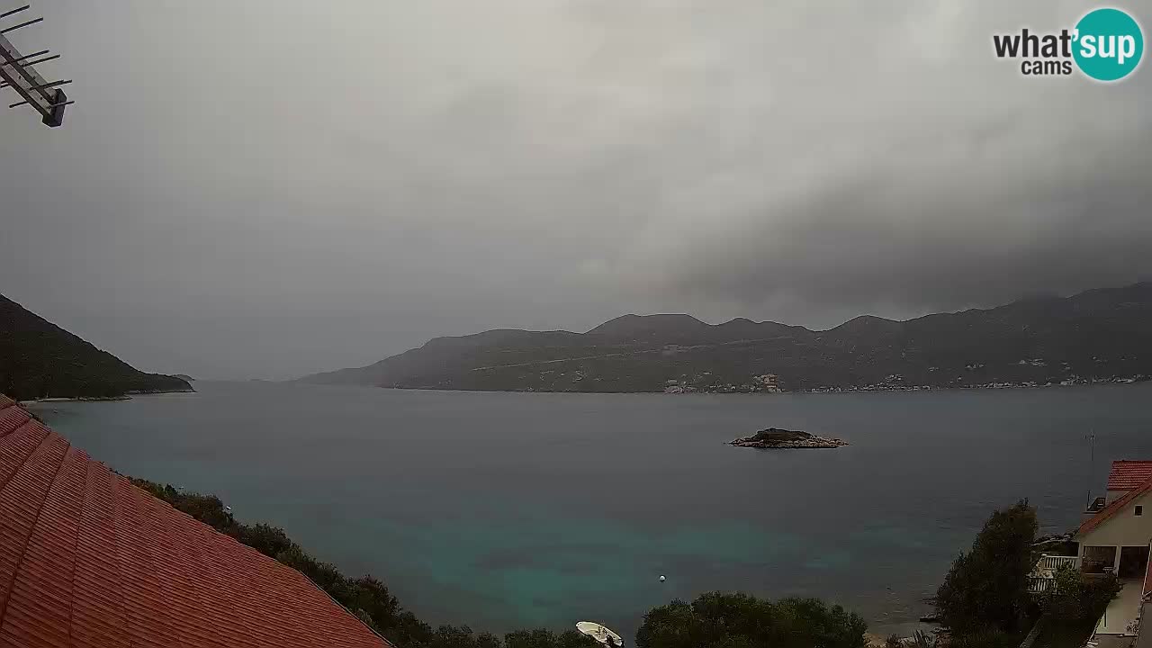 Korčula live webcam – Tri Žala panorama verso Pelješac