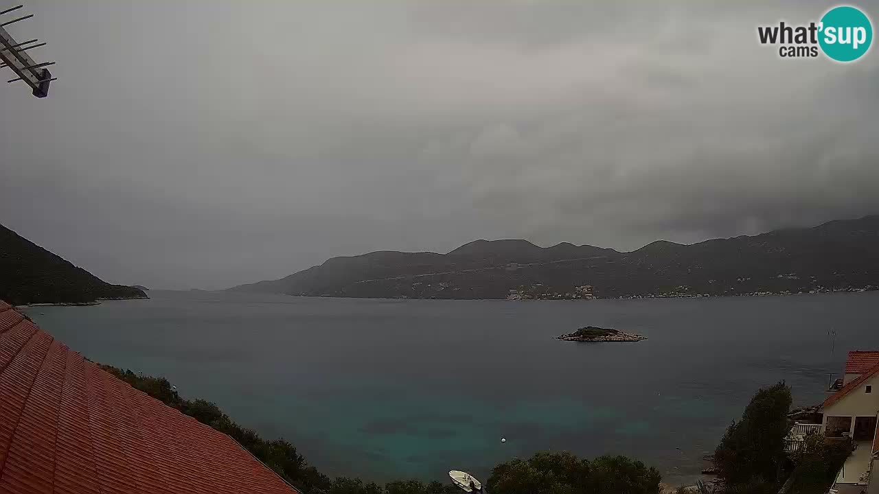 Korčula live webcam – Tri Žala panorama verso Pelješac