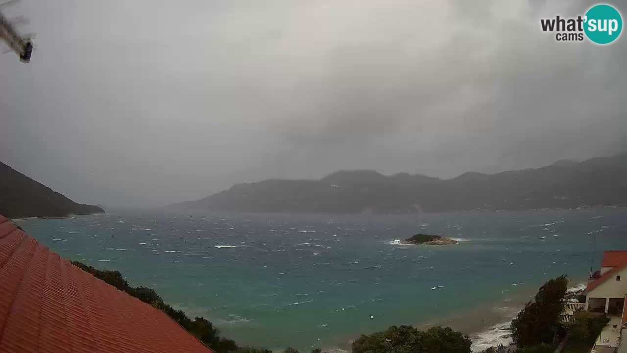 Korčula live webcam – Tri Žala panorama verso Pelješac