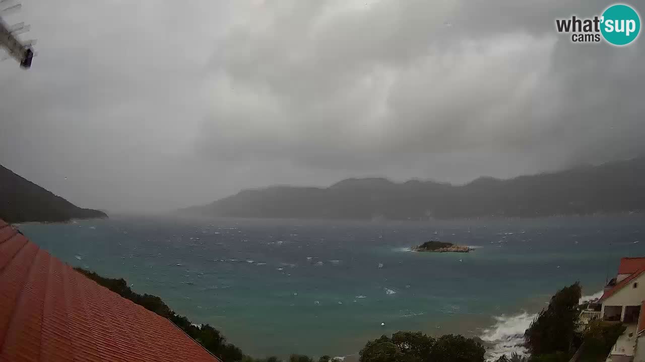 Korčula live webcam – Tri Žala panorama verso Pelješac